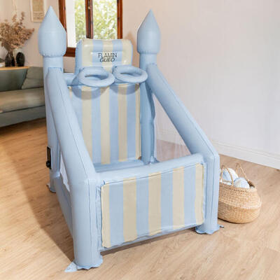 Flamingueo canestro gonfiabile bambino blu pvc 6 palline pompa 145cm