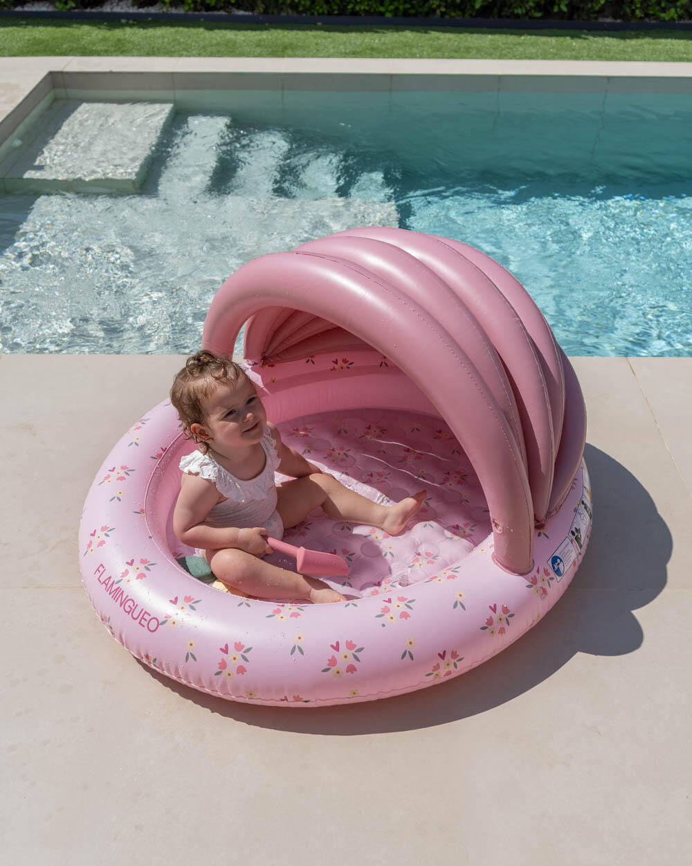 Flamingueo Piscina Infantil Con Toldo PVC Rosa 2/4
