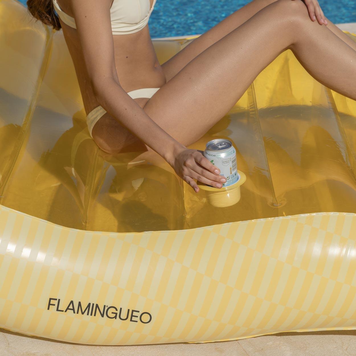Flamingueo Bouee Piscine Hamac Gonflable PVC Jaune 4/7