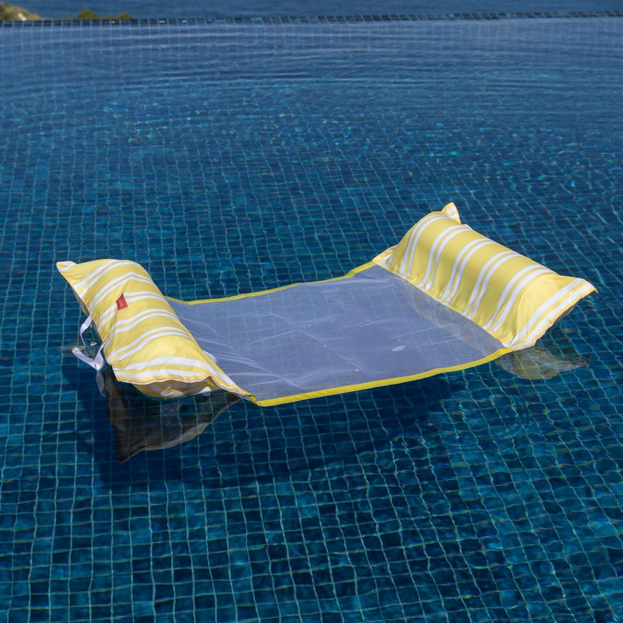 Flamingueo Colchoneta Piscina Hamaca Rejilla PVC Amarilla 2/7