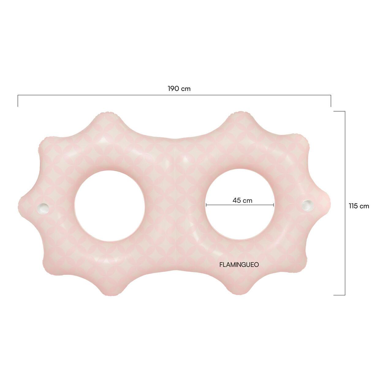 Flamingueo Bouee Piscine Double PVC Rose 7/7