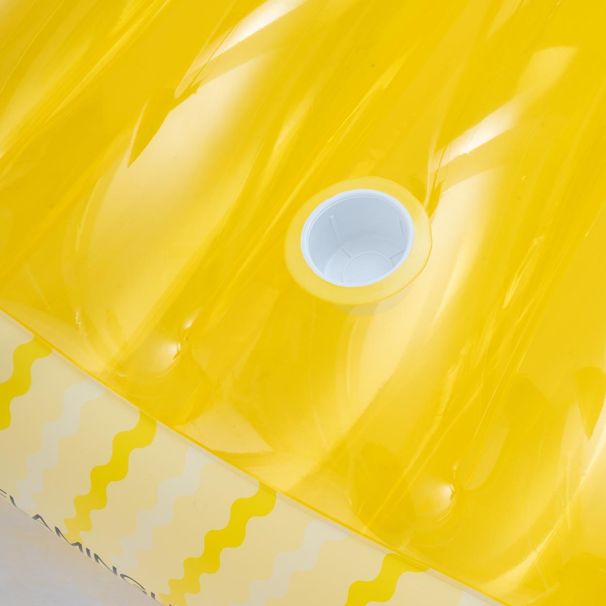 Flamingueo Colchoneta Hinchable Piscina XL 2 Personas Con Posavasos Amarillo 4/7