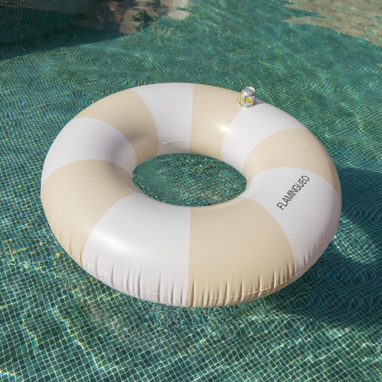 Flamingueo Flotador Gigante Donut Bicolor Colchoneta Piscina PVC Beige 2/7