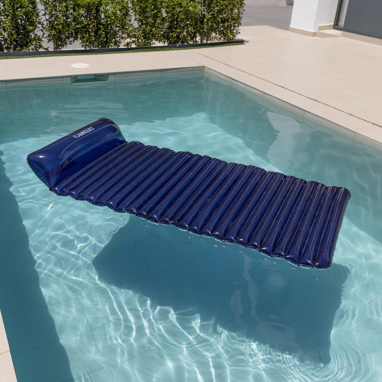 Flamingueo Tumbona Hinchable Flotador Piscina PVC Azul 2/7