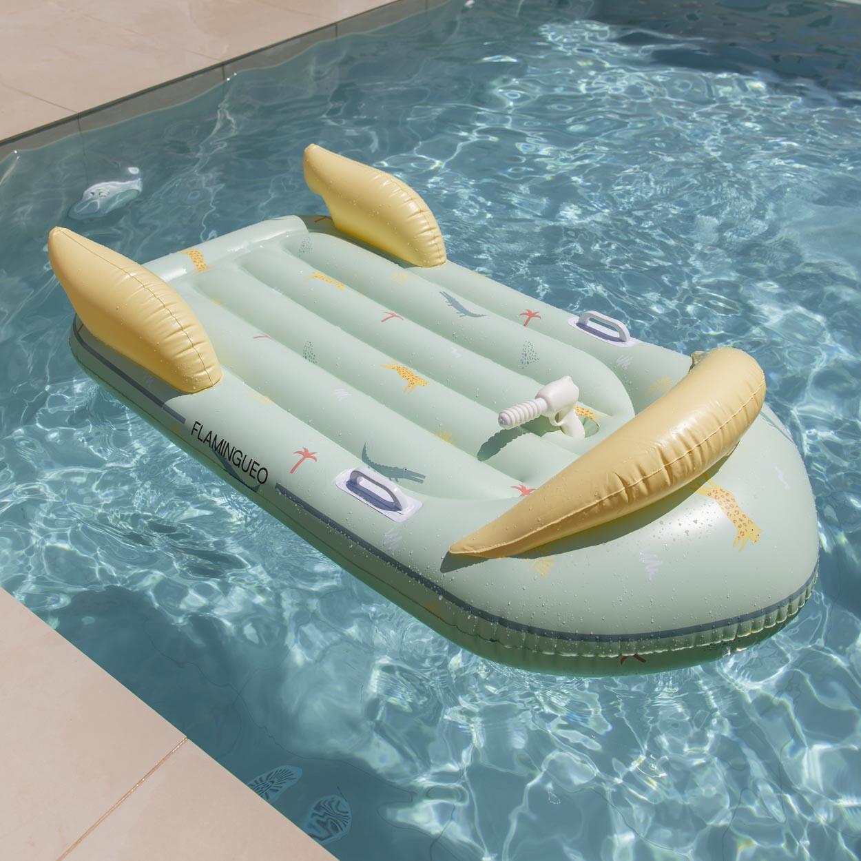 Flamingueo Flotador Piscina Niños Tumbona PVC Verde 2/7