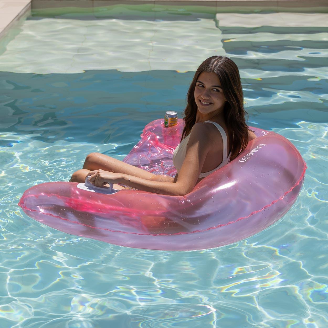 Flamingueo Bouee Piscine Chaise Flottante PVC Rose 7/7