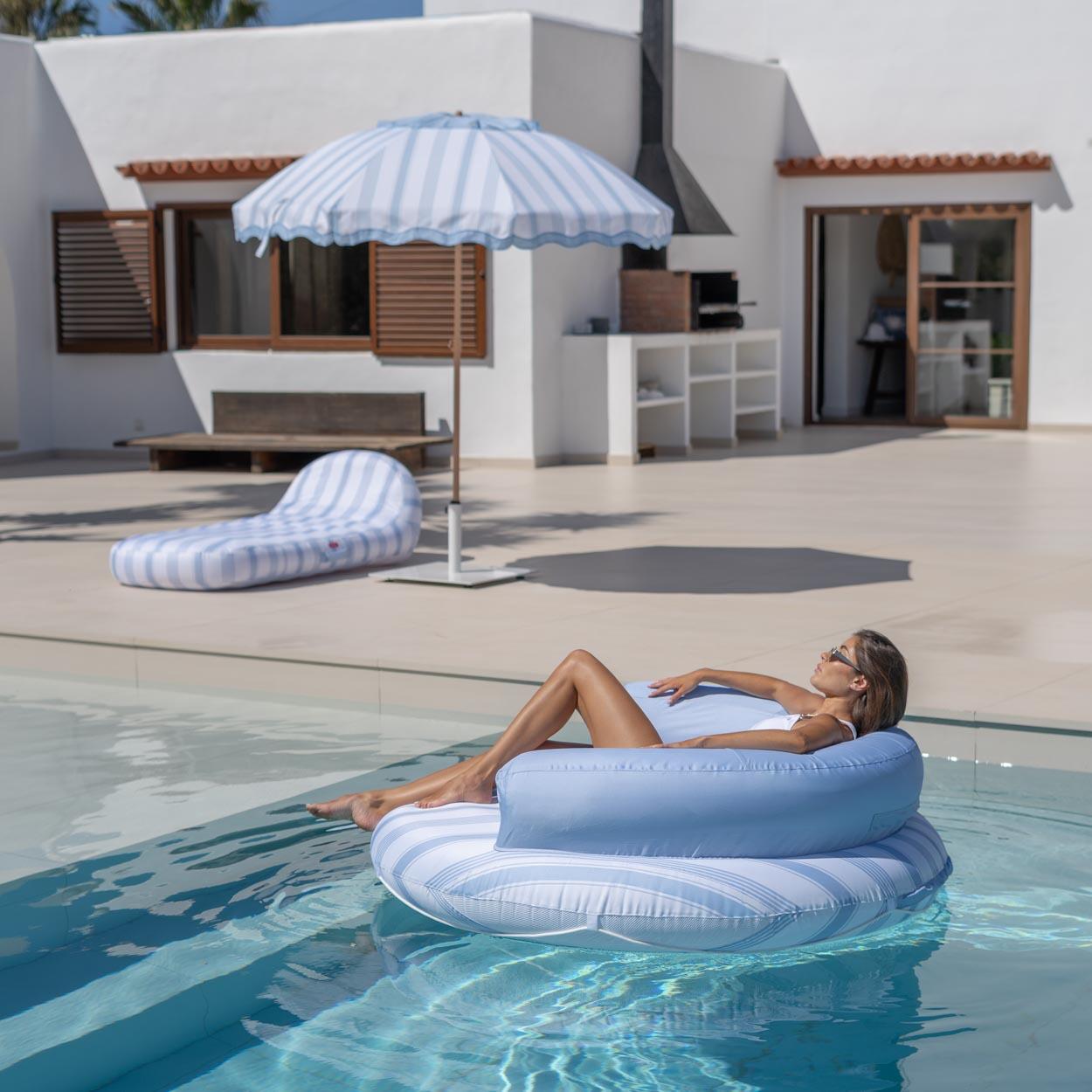 Flamingueo Bouée Ronde Premium Piscine PVC Bleu 4/7