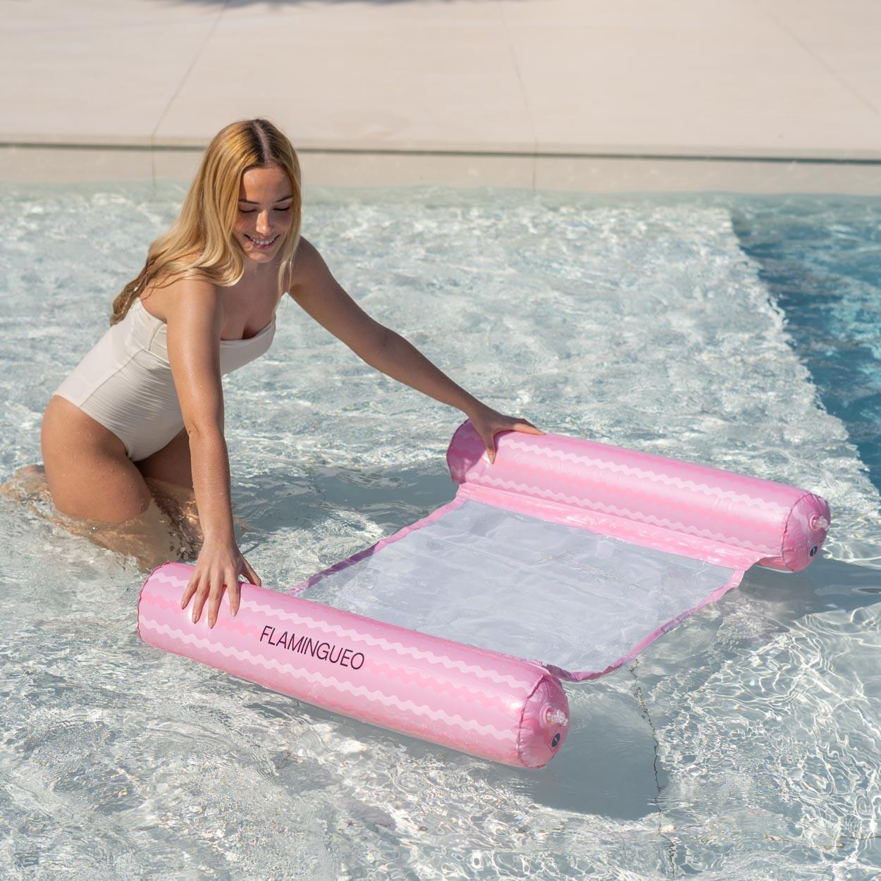 Flamingueo Colchoneta piscina hamaca pvc rosa 4/7