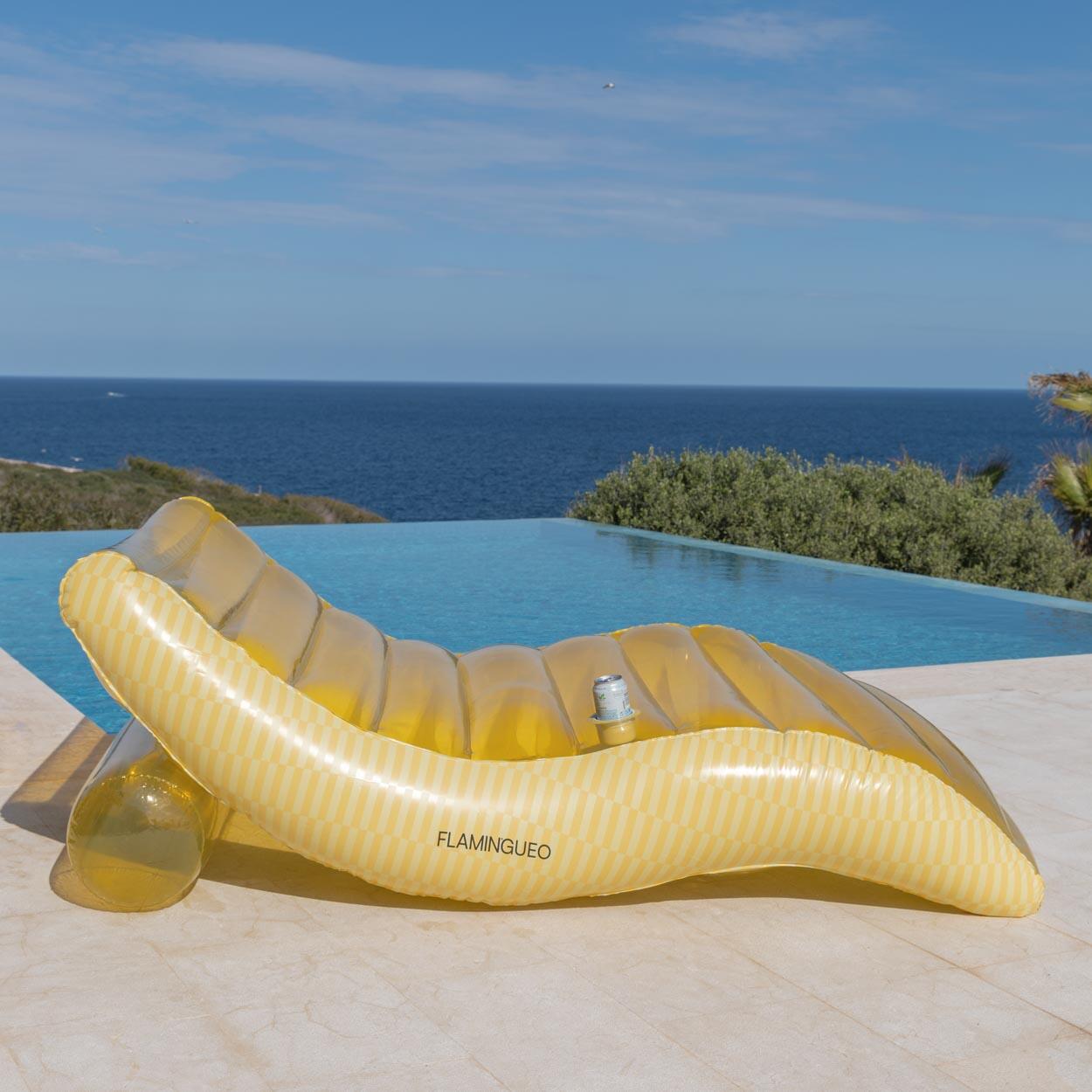 Flamingueo Bouee Piscine Hamac Gonflable PVC Jaune 6/7
