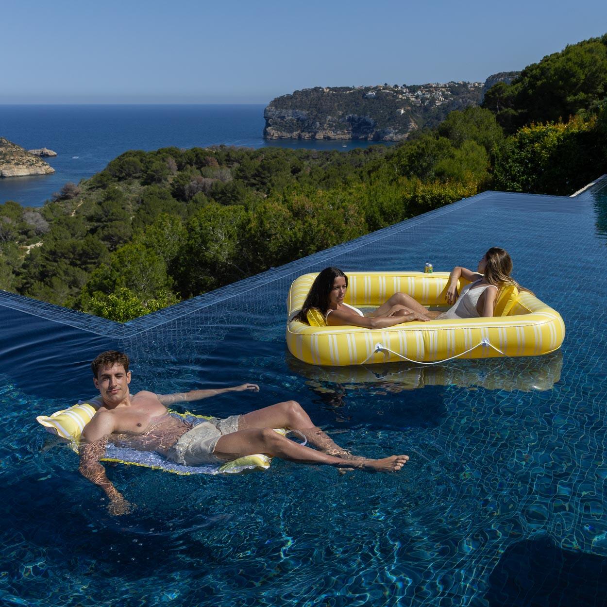 Flamingueo Colchoneta Piscina Hamaca Rejilla PVC Amarilla 5/7