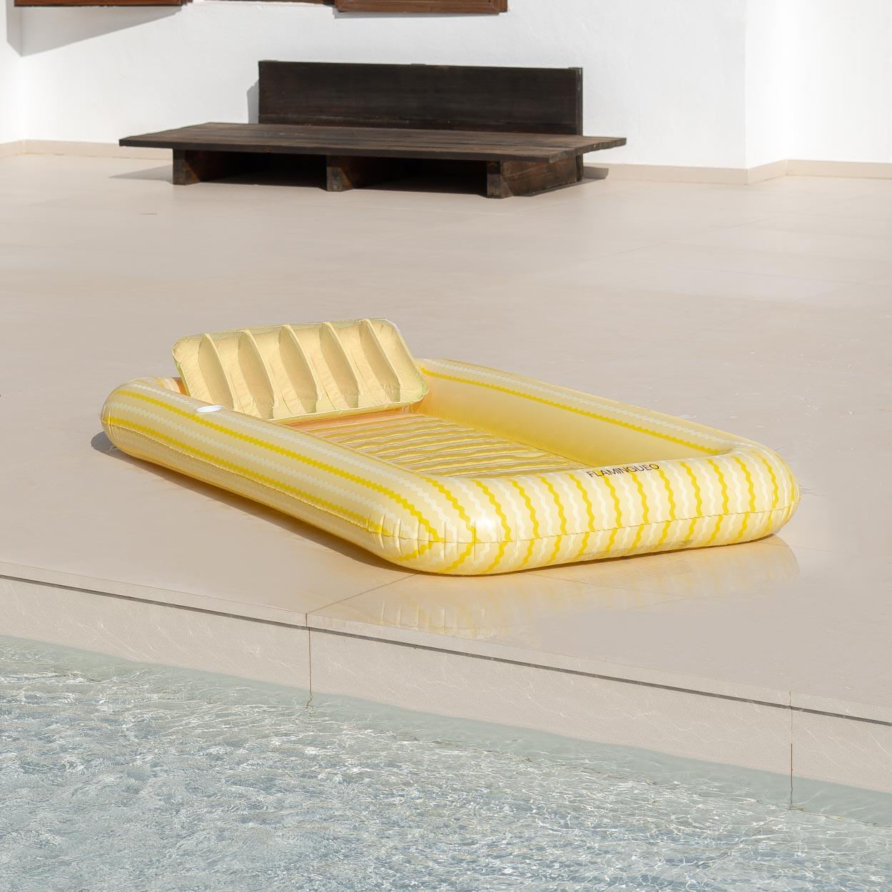 Flamingueo Piscina Inflable Individual Con Posavasos 200Cm Amarillo 3/7