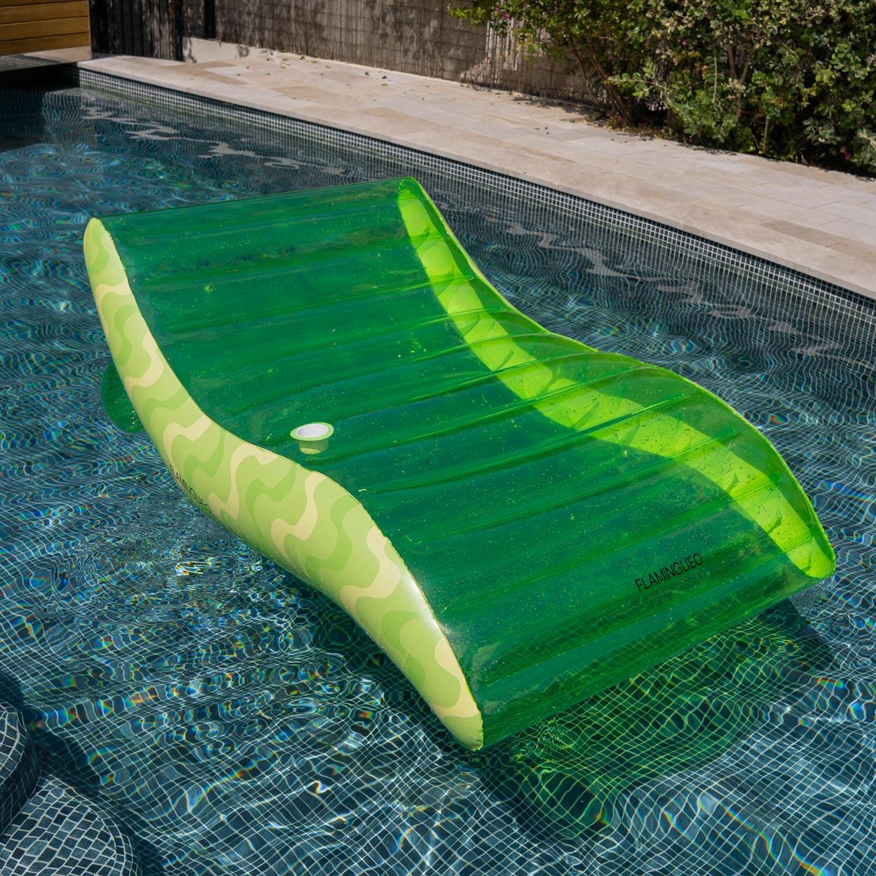 Flamingueo Tumbona Hinchable Piscina Flotador Gigante PVC Verde 2/7