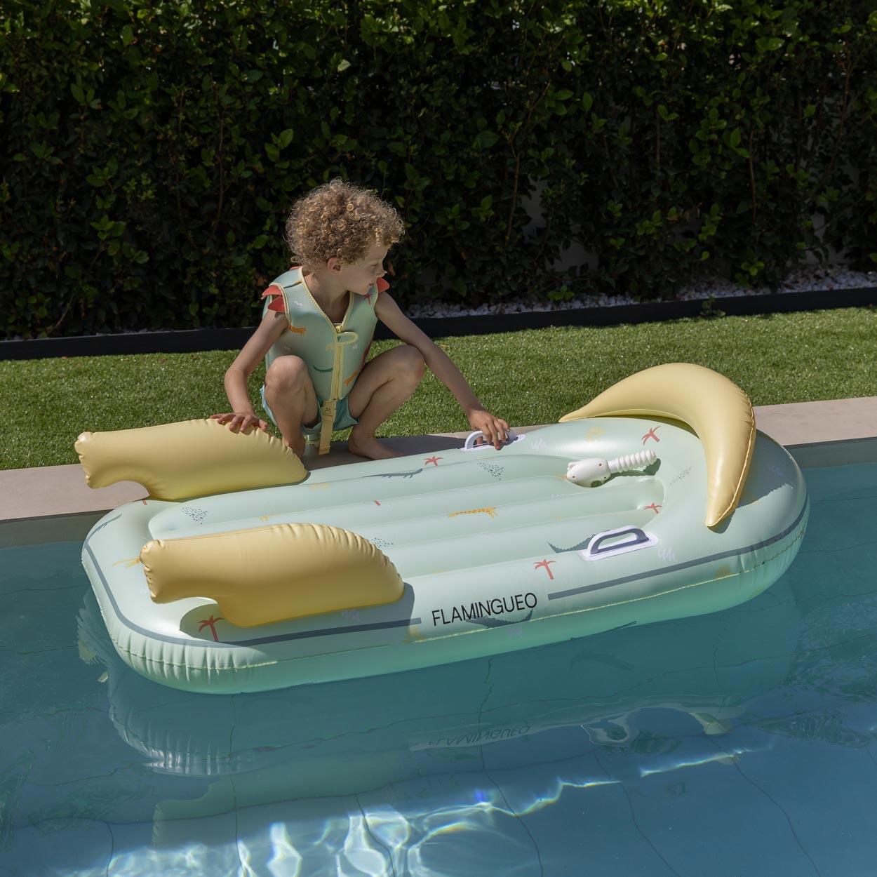 Flamingueo Flotador Piscina Niños Tumbona PVC Verde 4/7