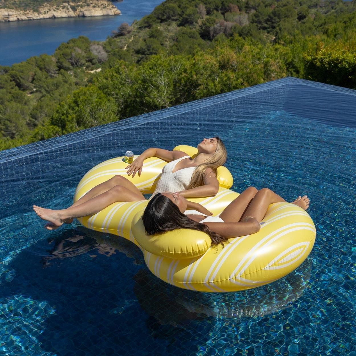 Flamingueo Bouee Piscine Double PVC Jaune 4/7