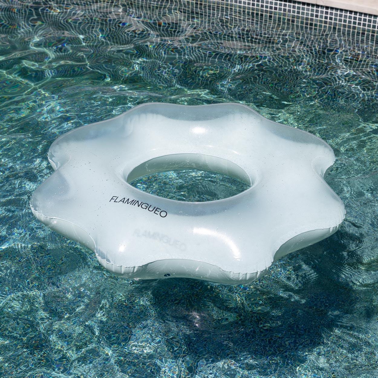 Flamingueo Bouee Piscine Paillettes PVC Turquoise 2/7