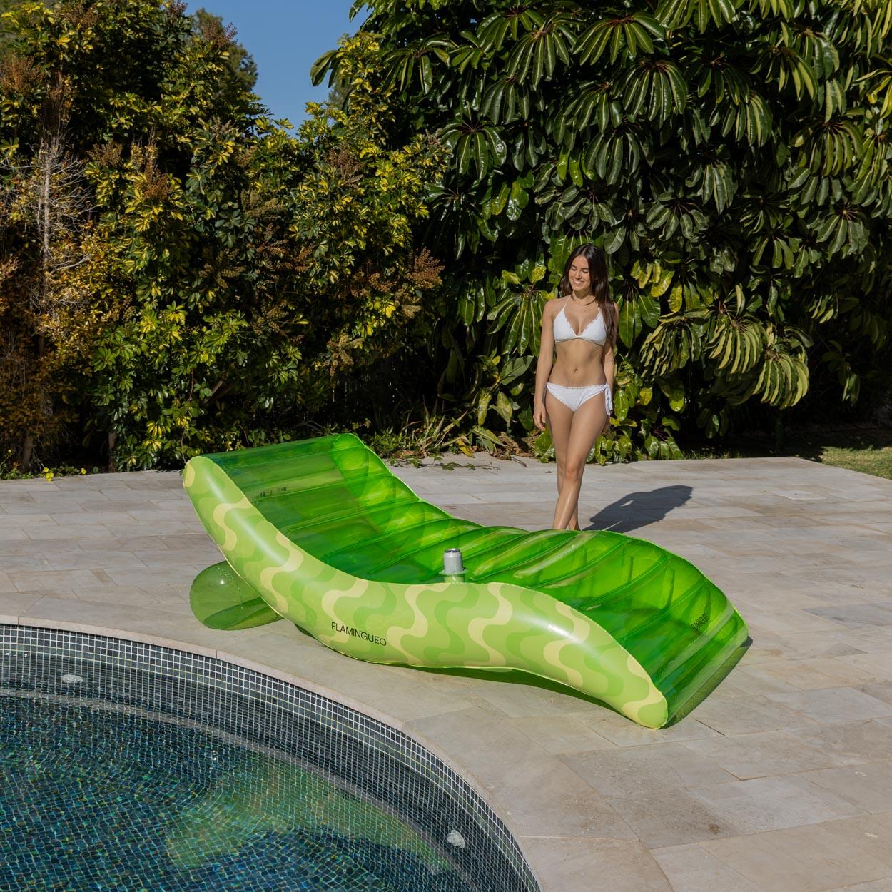 Flamingueo Tumbona Hinchable Piscina Flotador Gigante PVC Verde 5/7