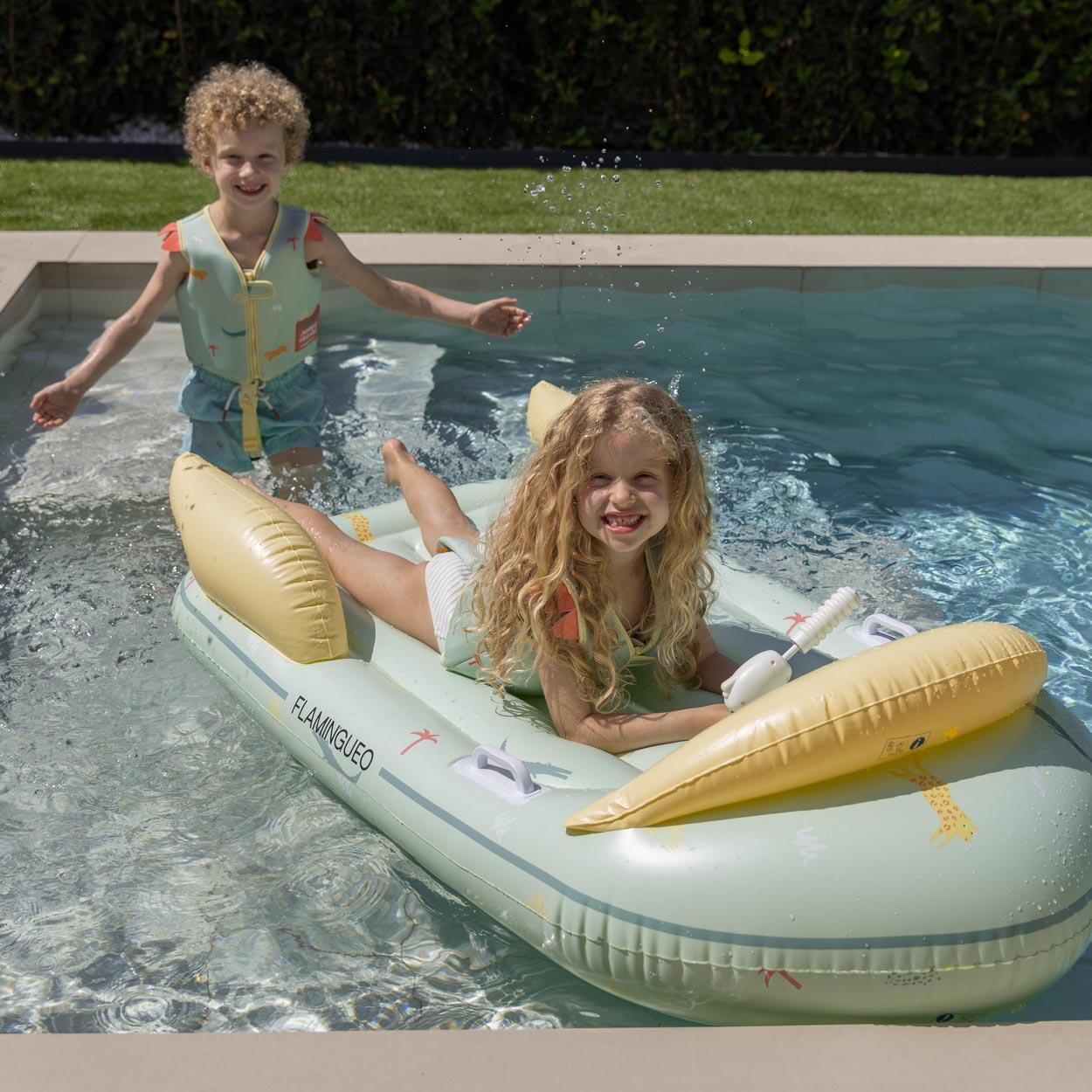 Flamingueo Flotador Piscina Niños Tumbona PVC Verde 6/7