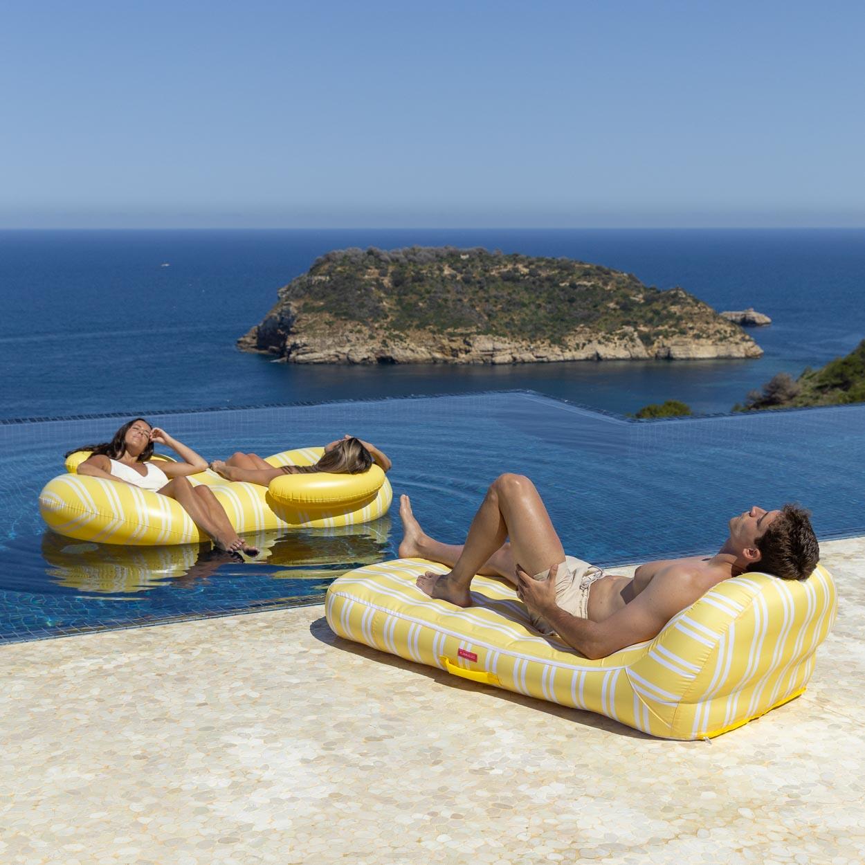 Flamingueo Bouee Piscine Double PVC Jaune 6/7