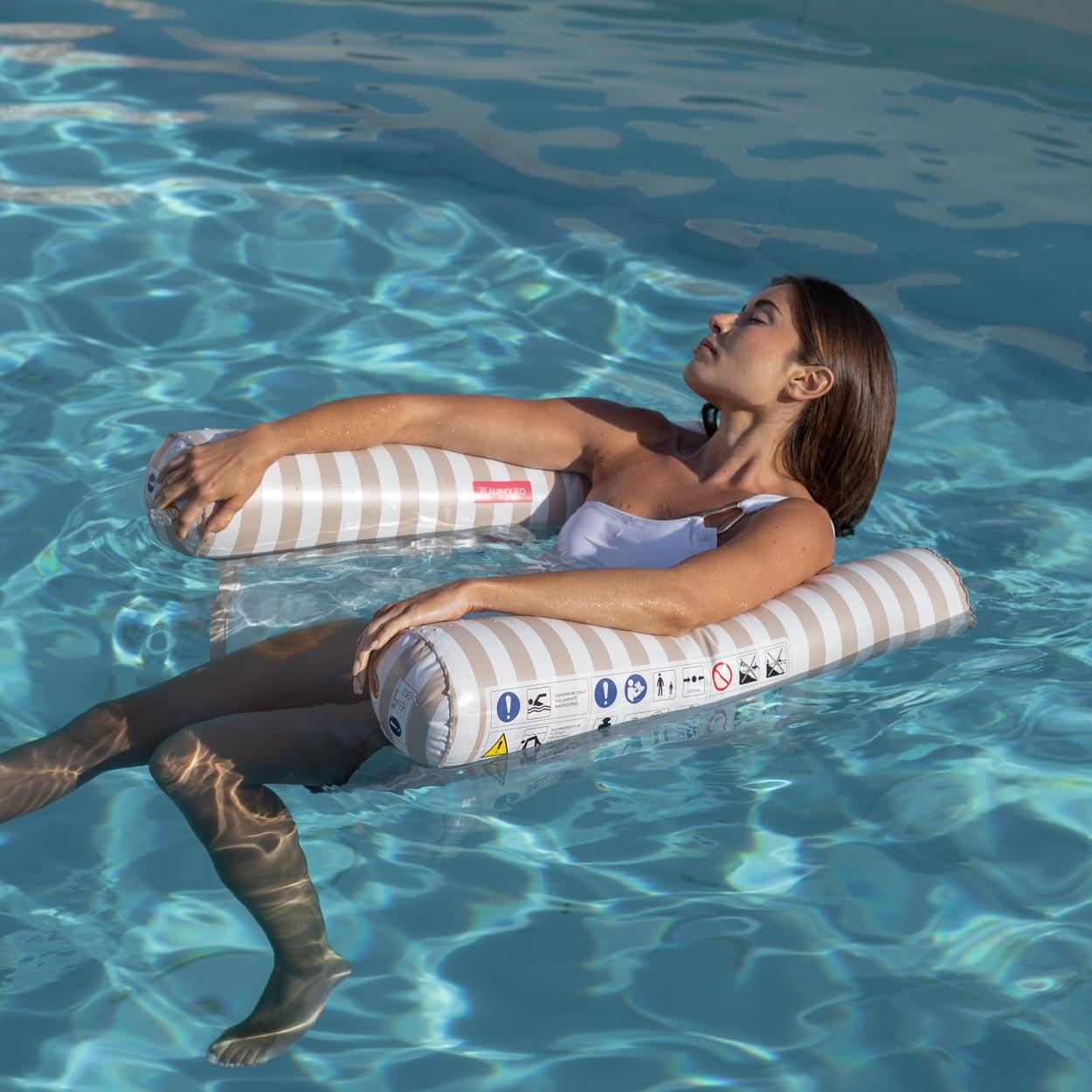 Flamingueo Colchoneta piscina hamaca pvc beis 2/5
