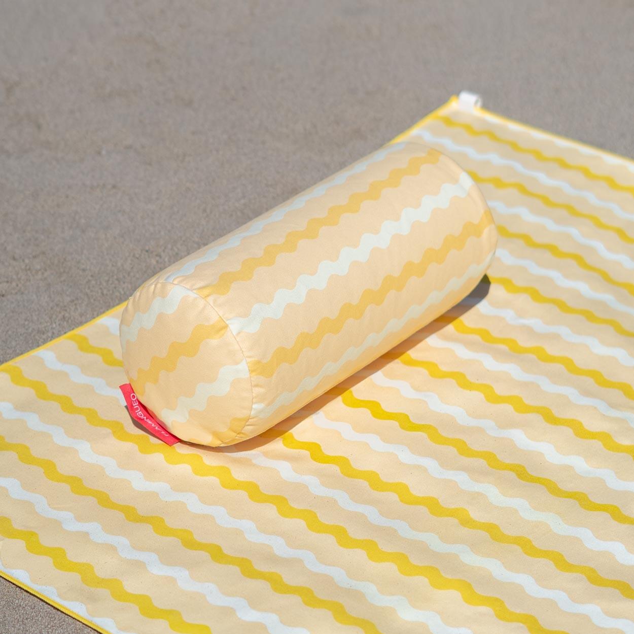 Flamingueo cojín hinchable playa microfibra amarillo 3/4