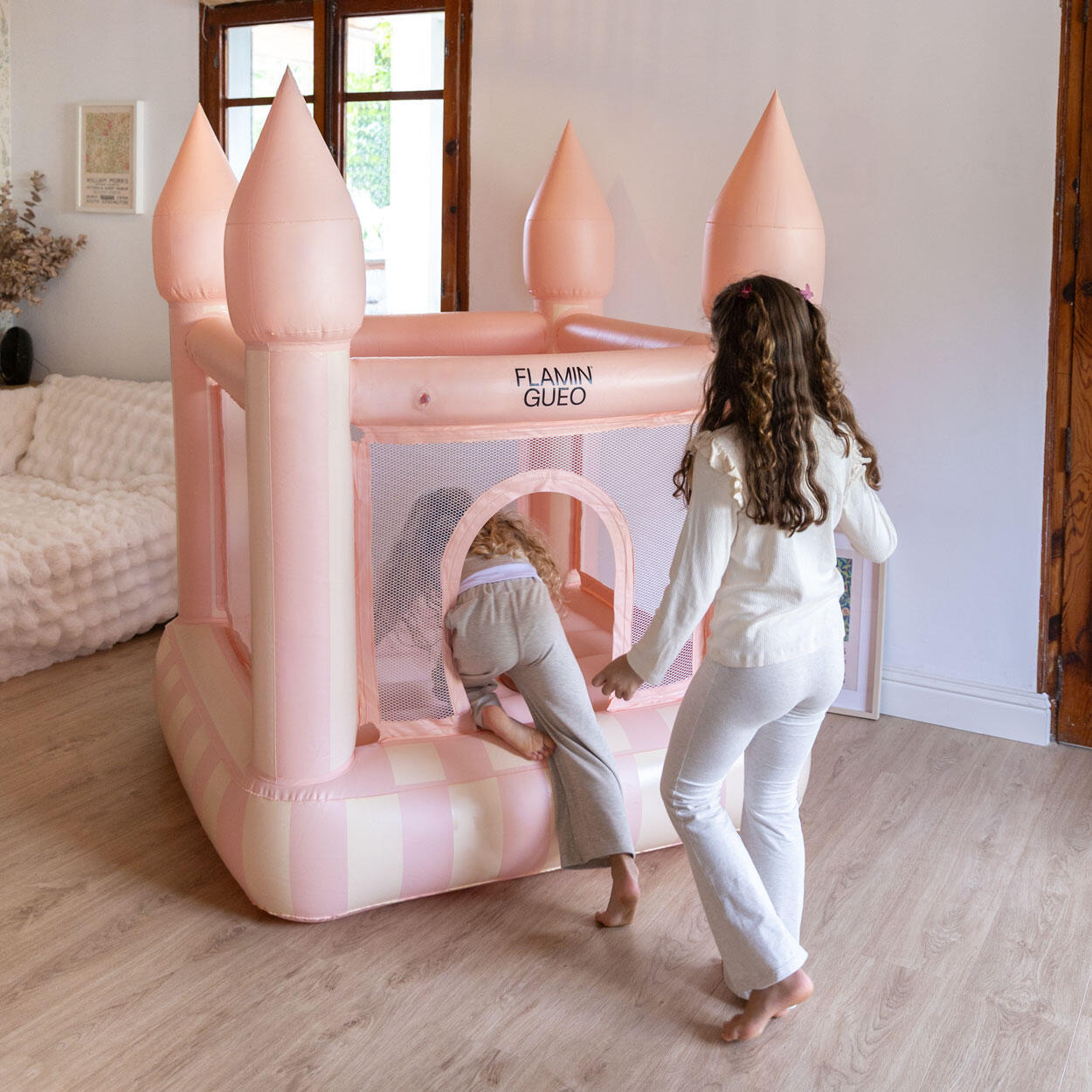 Flamingueo hinchable infantil rosa pvc bolsa transporte incluida 30kg 4/7