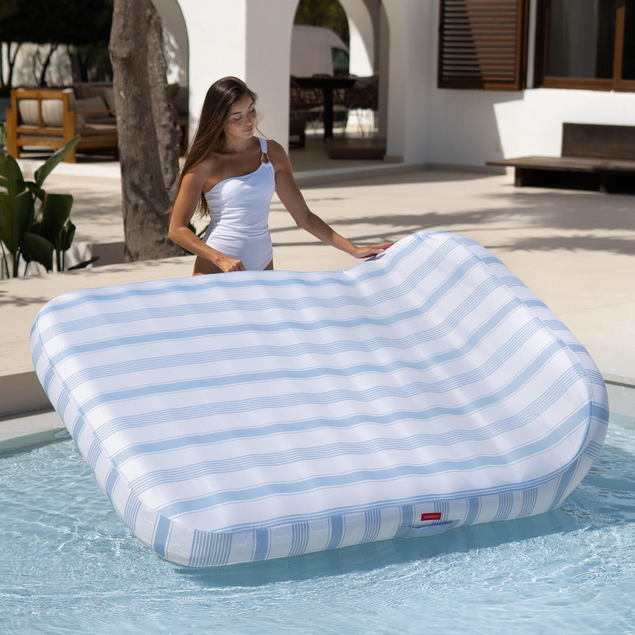 Flamingueo Tumbona Hinchable Doble Premium PVC Azul 7/7