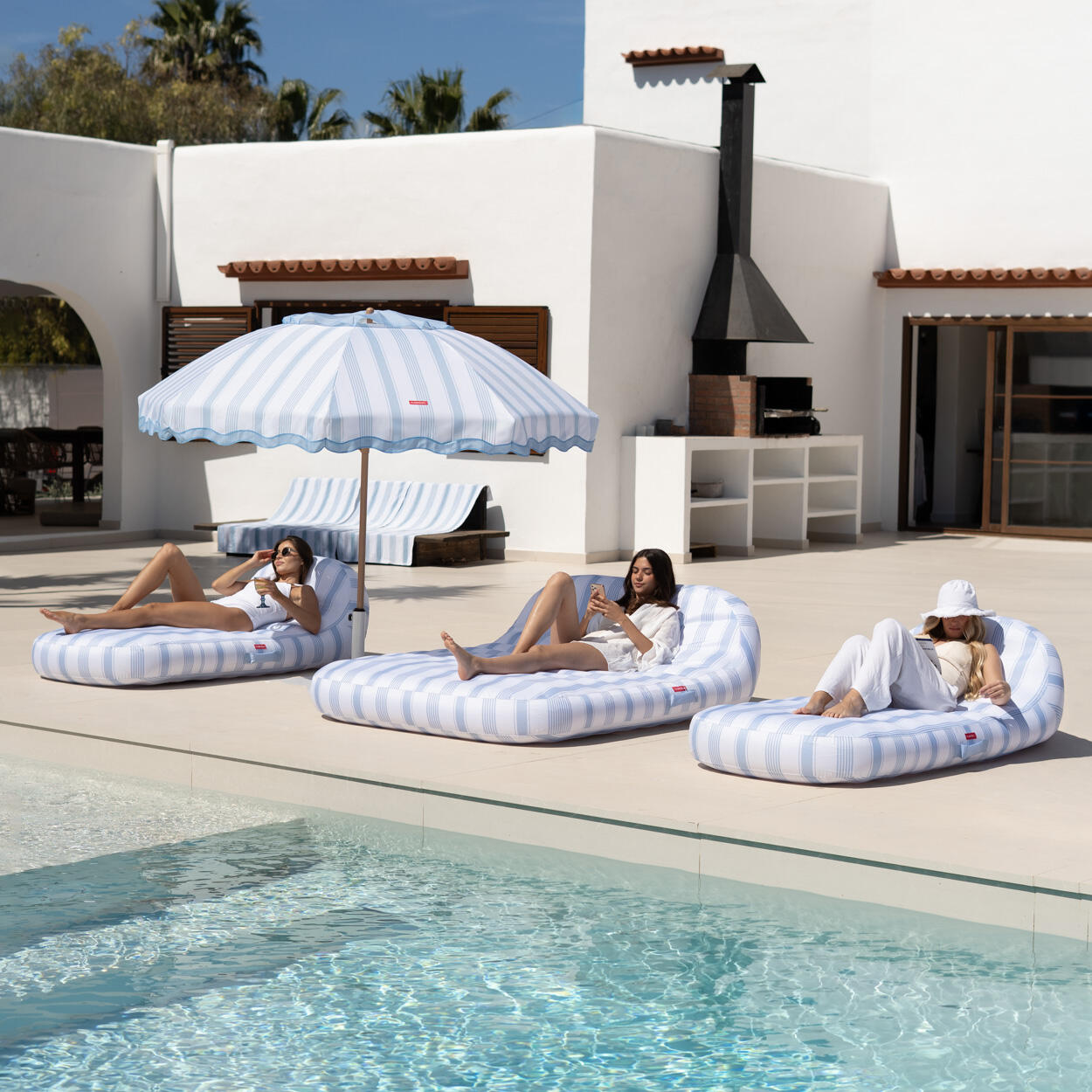 Flamingueo Tumbona Hinchable Doble Premium PVC Azul 6/7