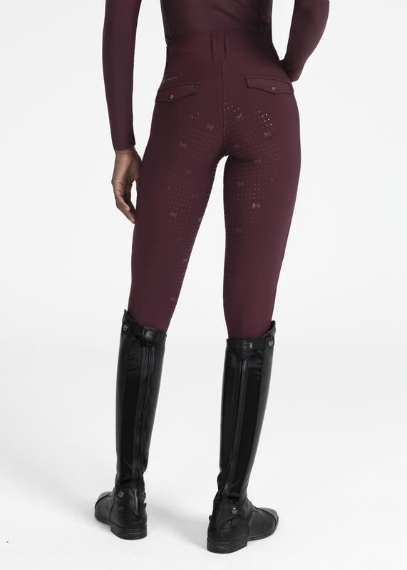 Leggings Pantalón Mujer Equitación Maximilian Pro Full Grip Burdeos 3/7