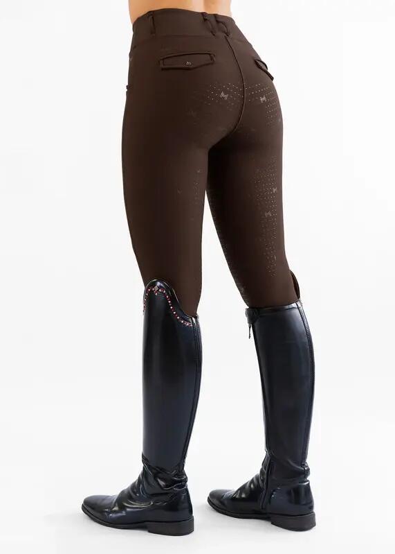 Leggings Pantalón Mujer Equitación Maximilian Pro Full Grip Chocolate 4/7