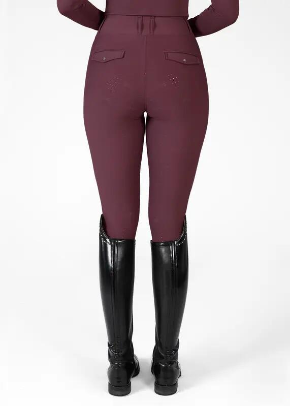 Leggings Pantalón Mujer Equitación Maximilian Pro Full Grip Granate 3/6