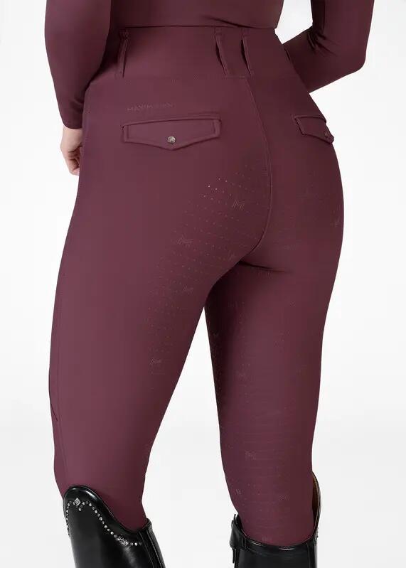 Leggings Pantalón Mujer Equitación Maximilian Pro Full Grip Granate 5/6