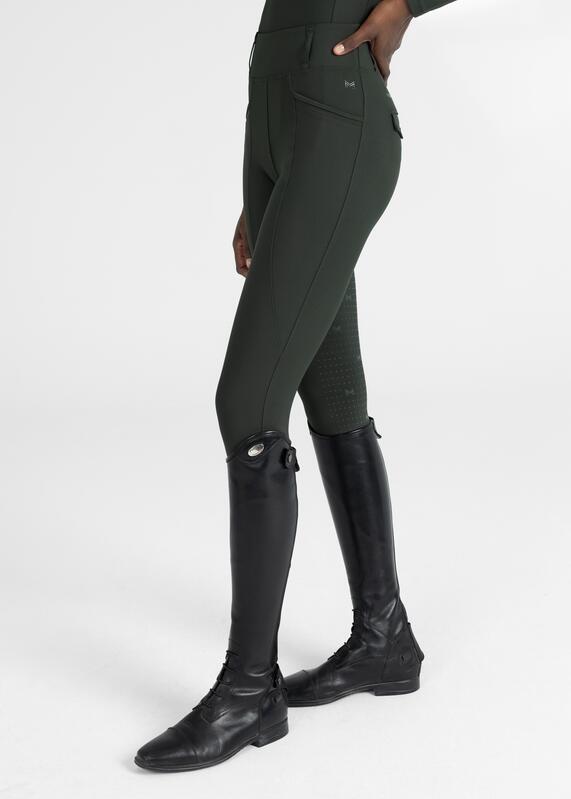 Leggings Pantalón Mujer Equitación Maximilian Pro Full Grip Verde Cazador 4/7