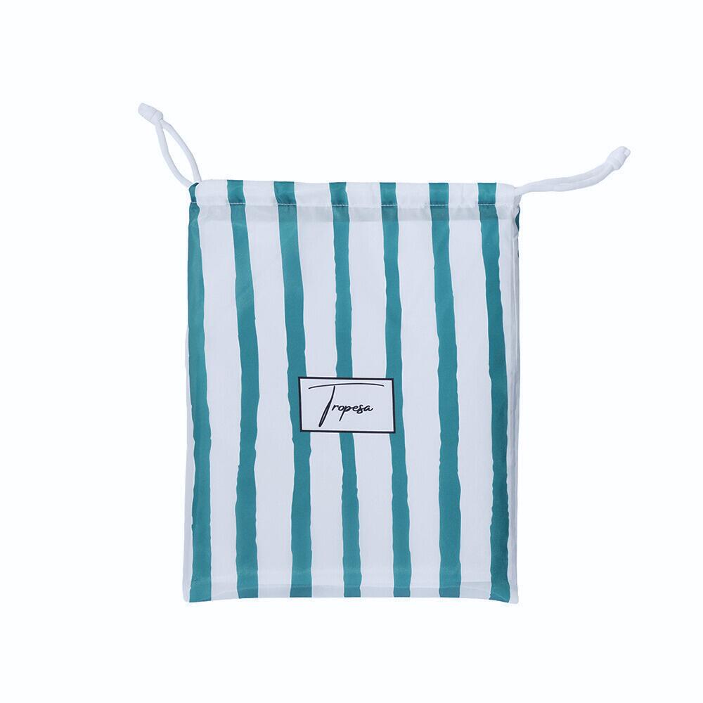 Serviette de plage 160 x 90 cm, imprimée à rayures vert et blanc 3/7