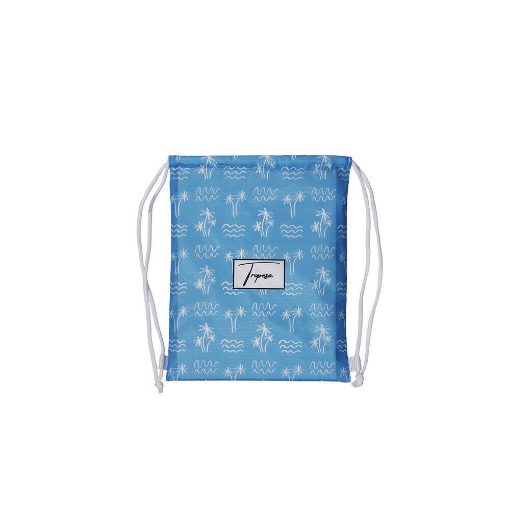 Poncho de bain adulte 80 x 110 cm, bleu à motifs palmiers et vagues 3/7