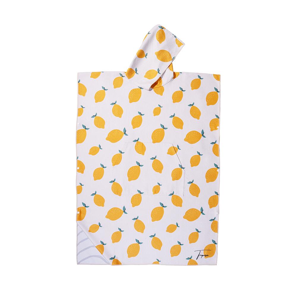 Poncho de bain adulte 80 x 110 cm, blanc à motifs citrons 2/7
