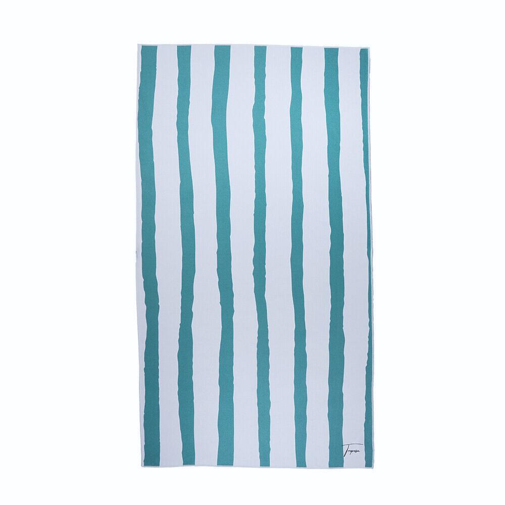 Serviette de plage 160 x 90 cm, imprimée à rayures vert et blanc 2/7