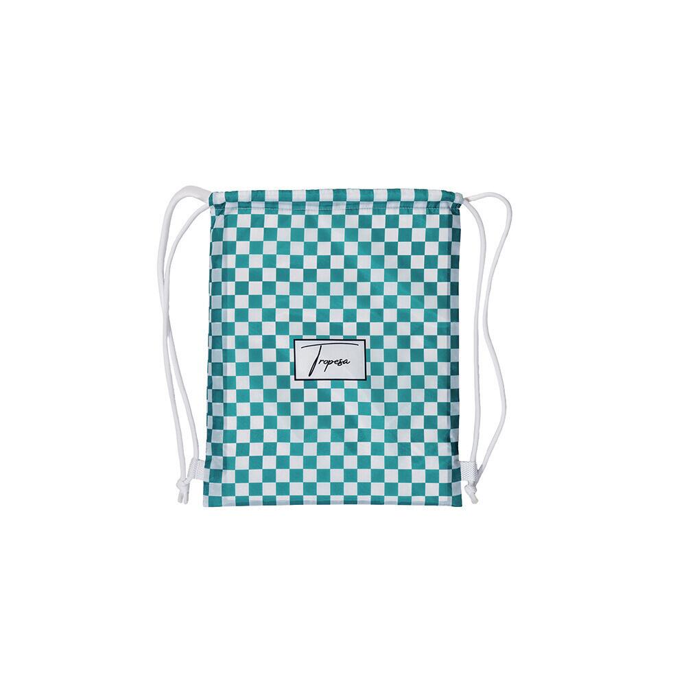 Poncho de bain adulte 80 x 110 cm, imprimé à damier vert et blanc 3/5