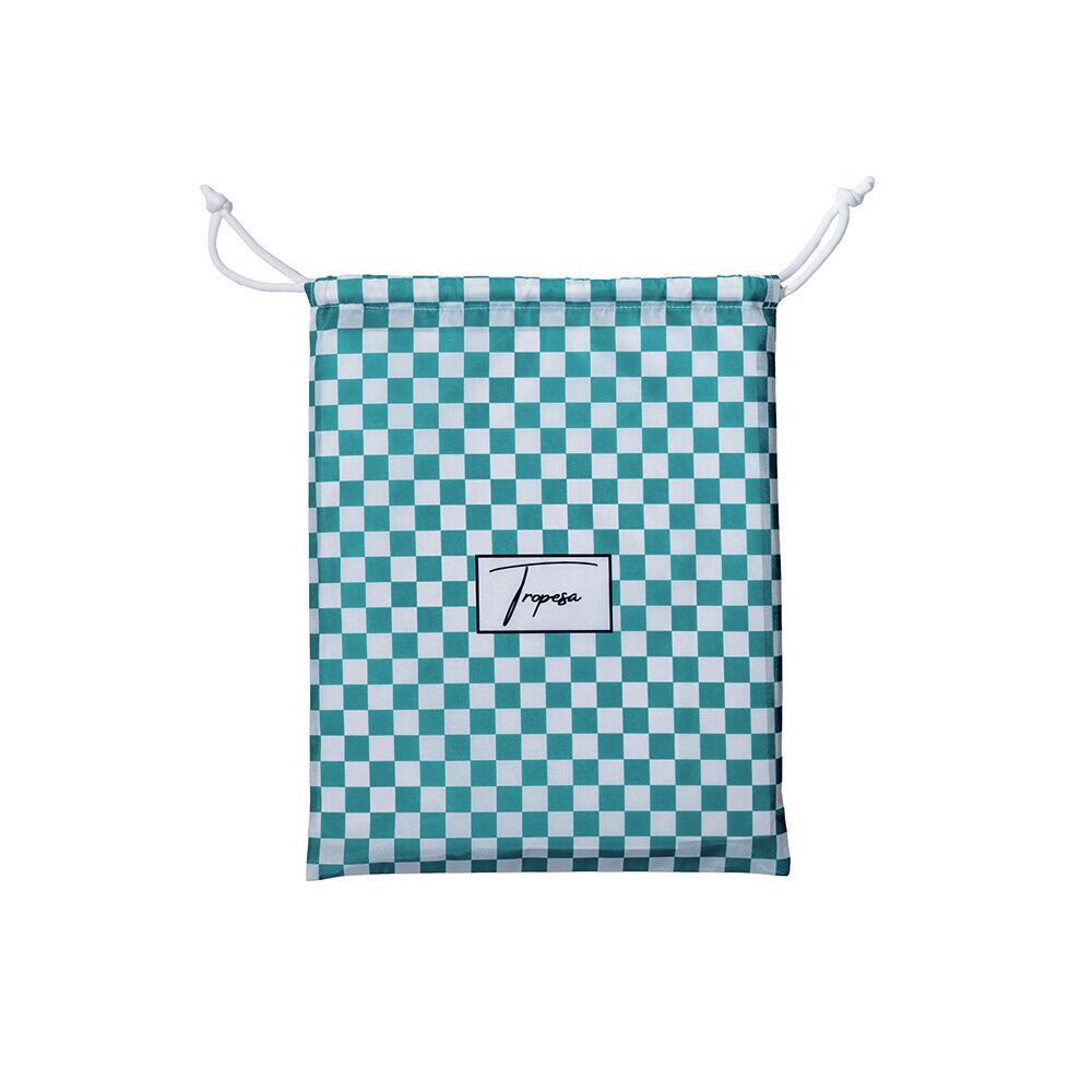 Serviette de plage 160 x 90 cm, imprimée à damier vert et blanc 3/6
