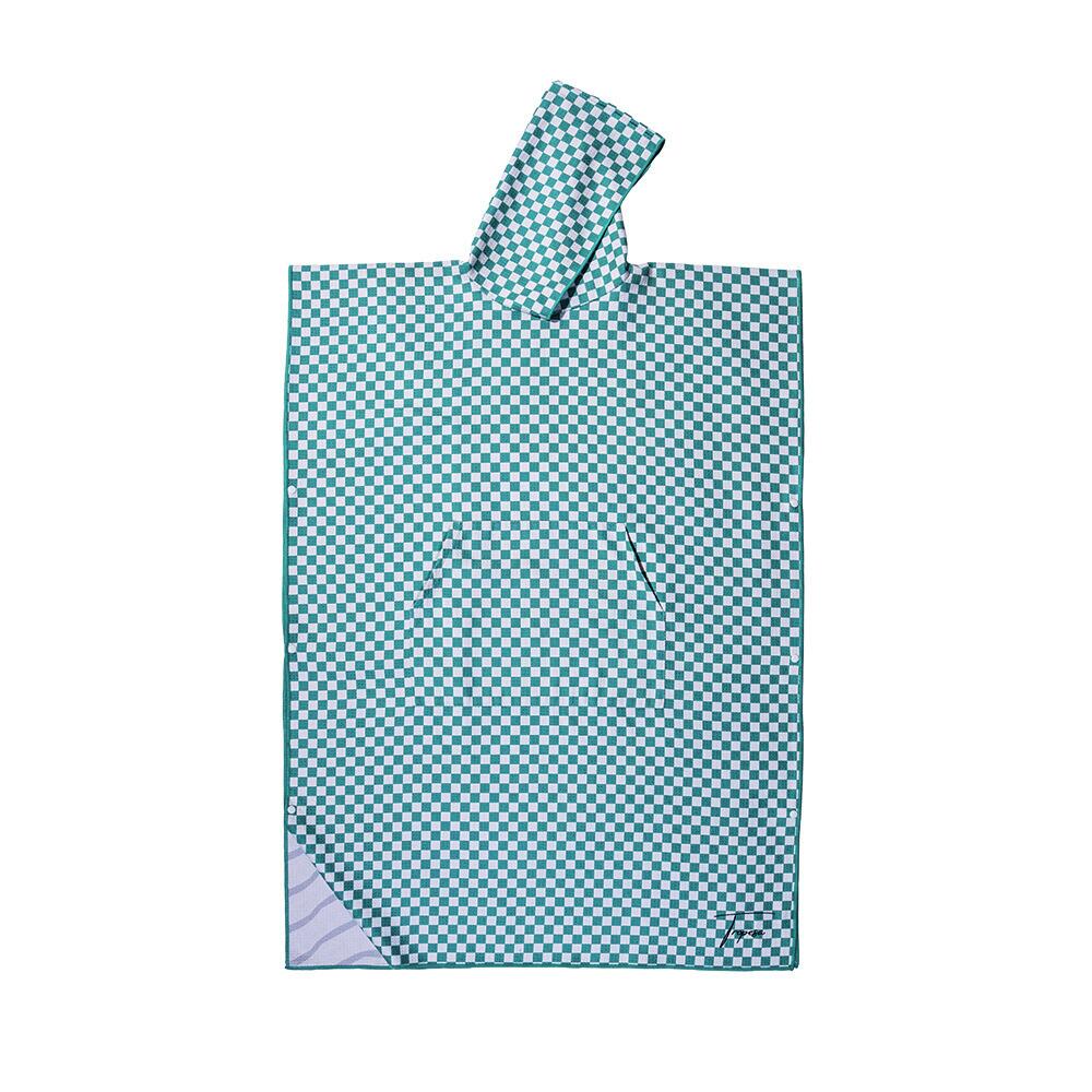 Poncho de bain adulte 80 x 110 cm, imprimé à damier vert et blanc 2/5