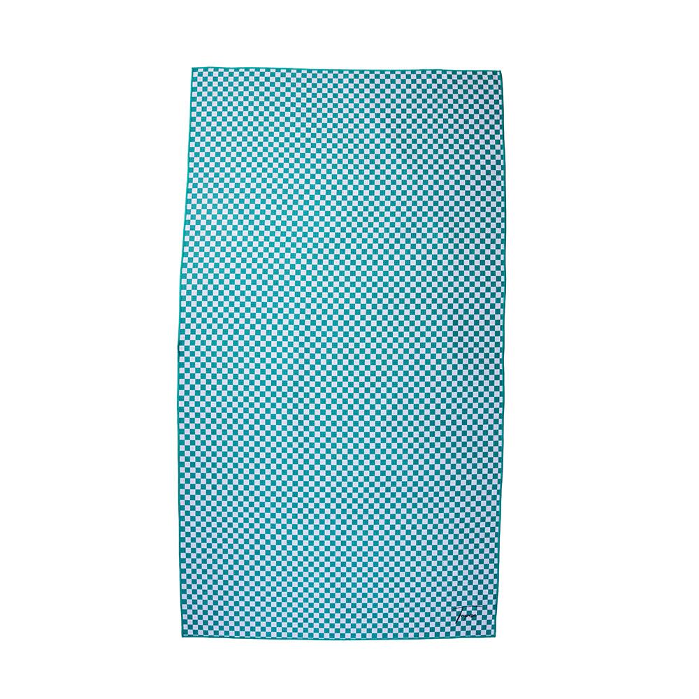 Serviette de plage 160 x 90 cm, imprimée à damier vert et blanc 2/6