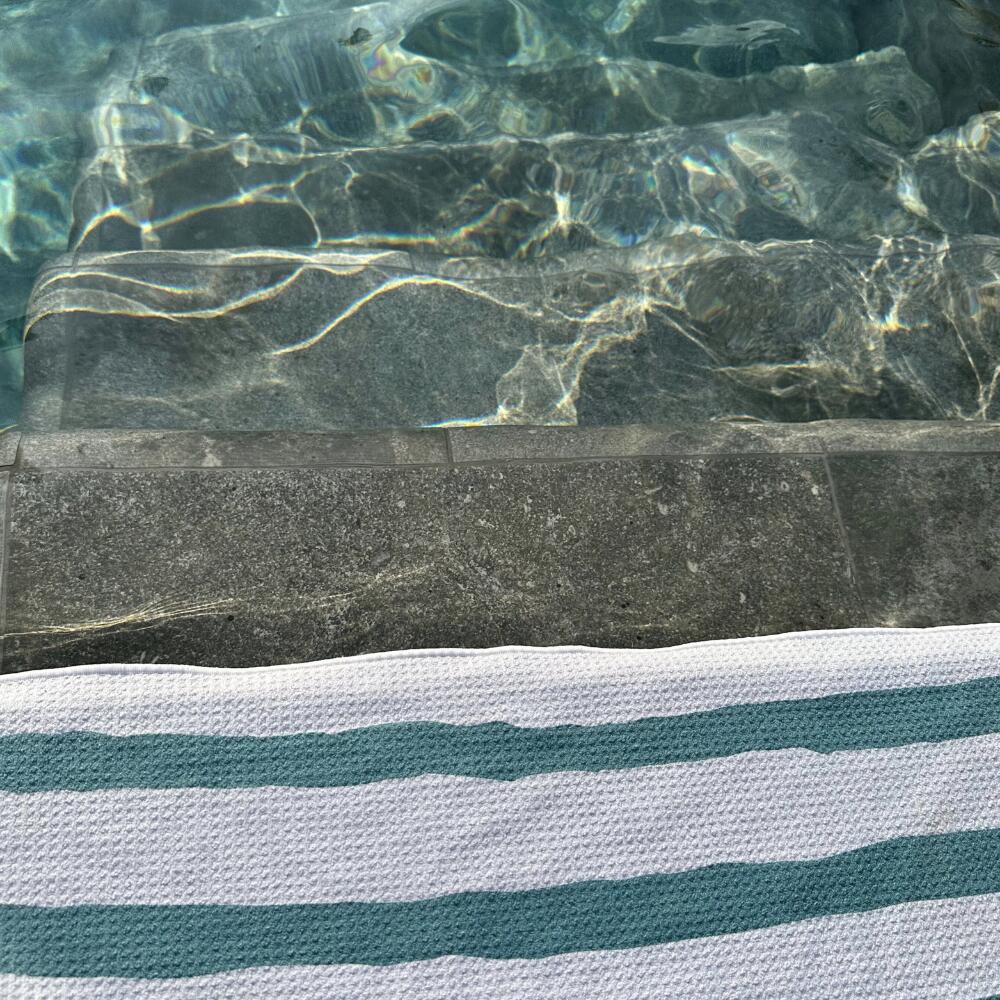 Serviette de plage 160 x 90 cm, imprimée à rayures vert et blanc 6/7