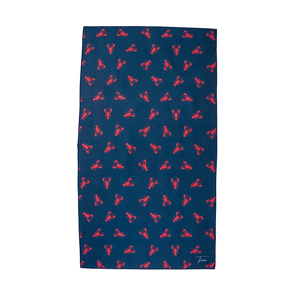 Serviette de plage 160 x 90 cm, imprimée bleue marine à motifs homards rouges 2/6