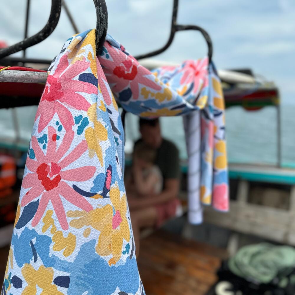 Serviette de plage 160 x 90 cm, imprimée à motif floral 7/7