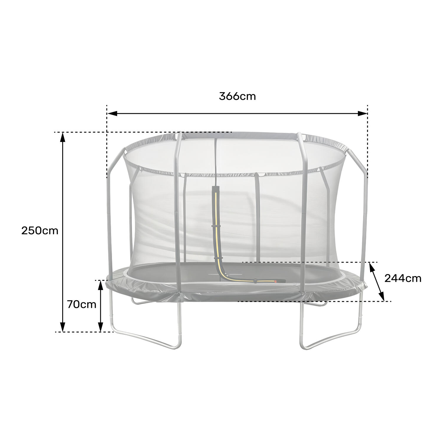 Trampoline ovale 366x244cm noir SYDNEY + filet et échelle 7/7