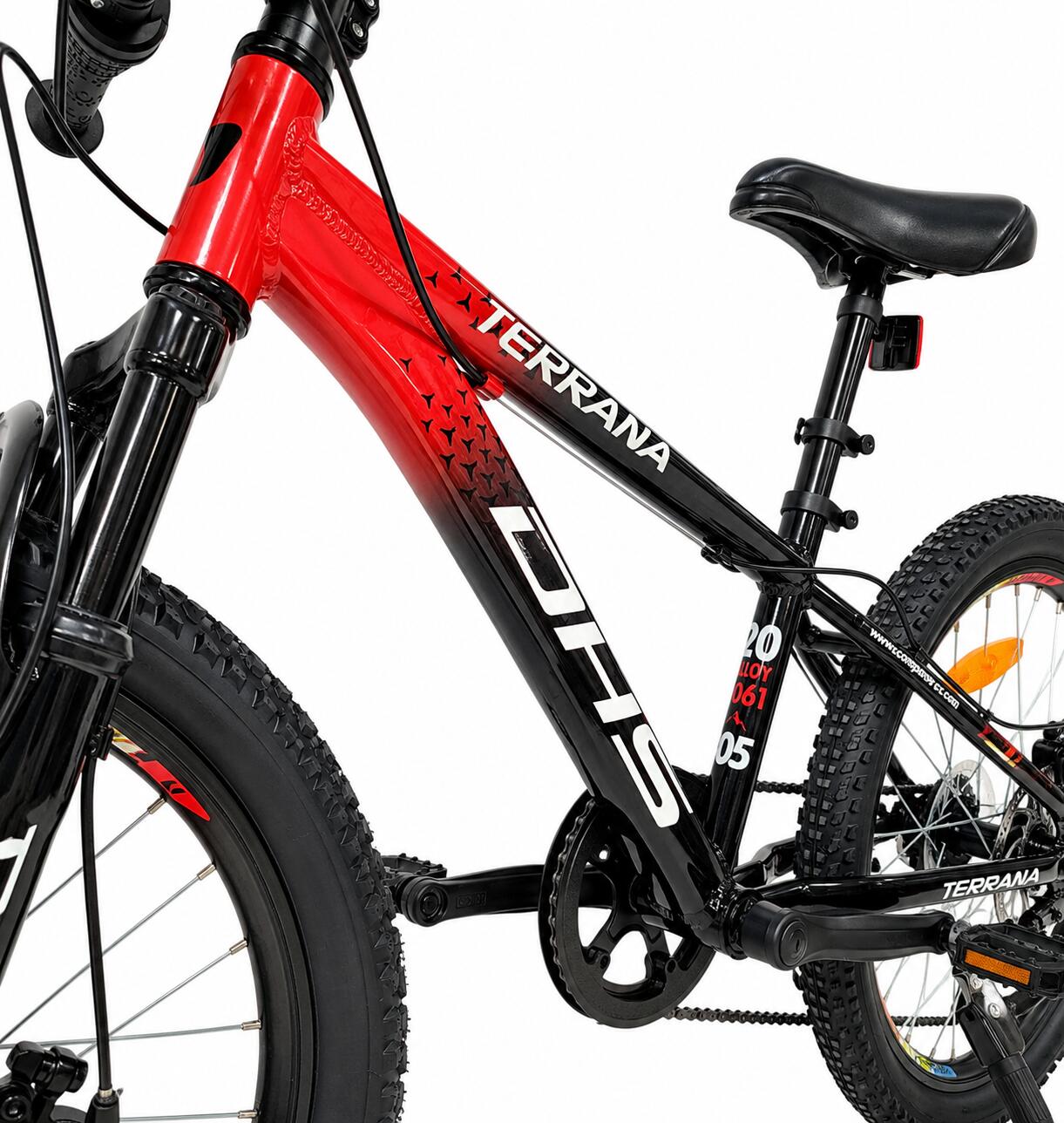 Kinderfahrrad DHS Terrana 2023 – 20 Zoll, Modell 2026, rot-schwarz 5/7