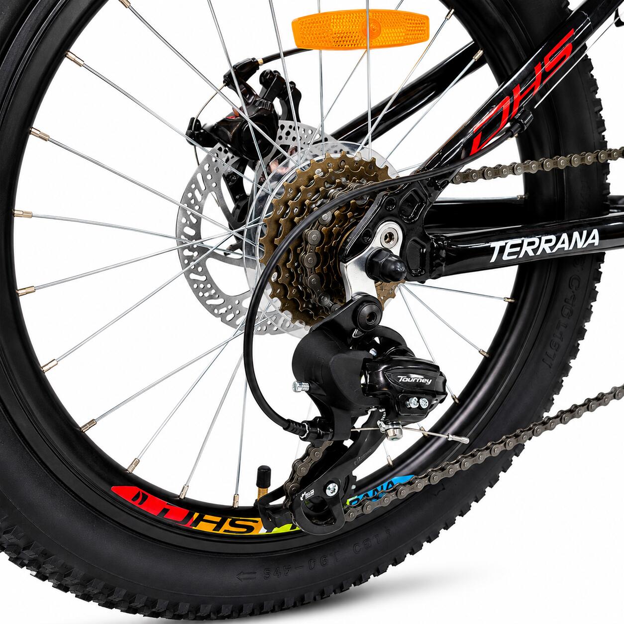 Kinderfahrrad DHS Terrana 2023 – 20 Zoll, Modell 2026, rot-schwarz 4/7