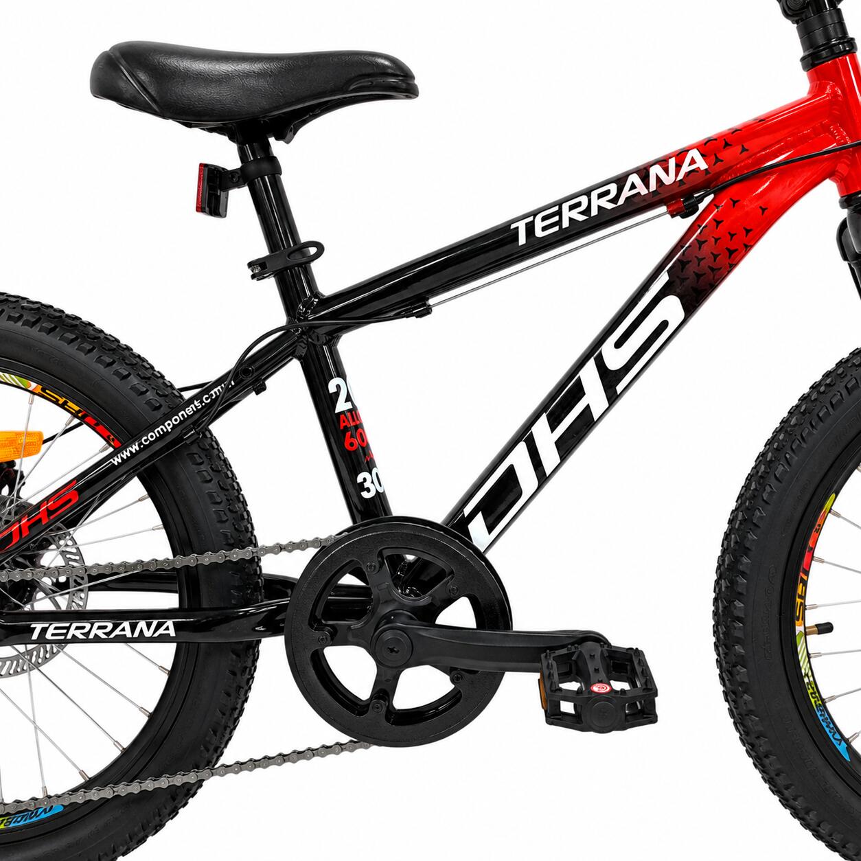 Kinderfahrrad DHS Terrana 2023 – 20 Zoll, Modell 2026, rot-schwarz 6/7