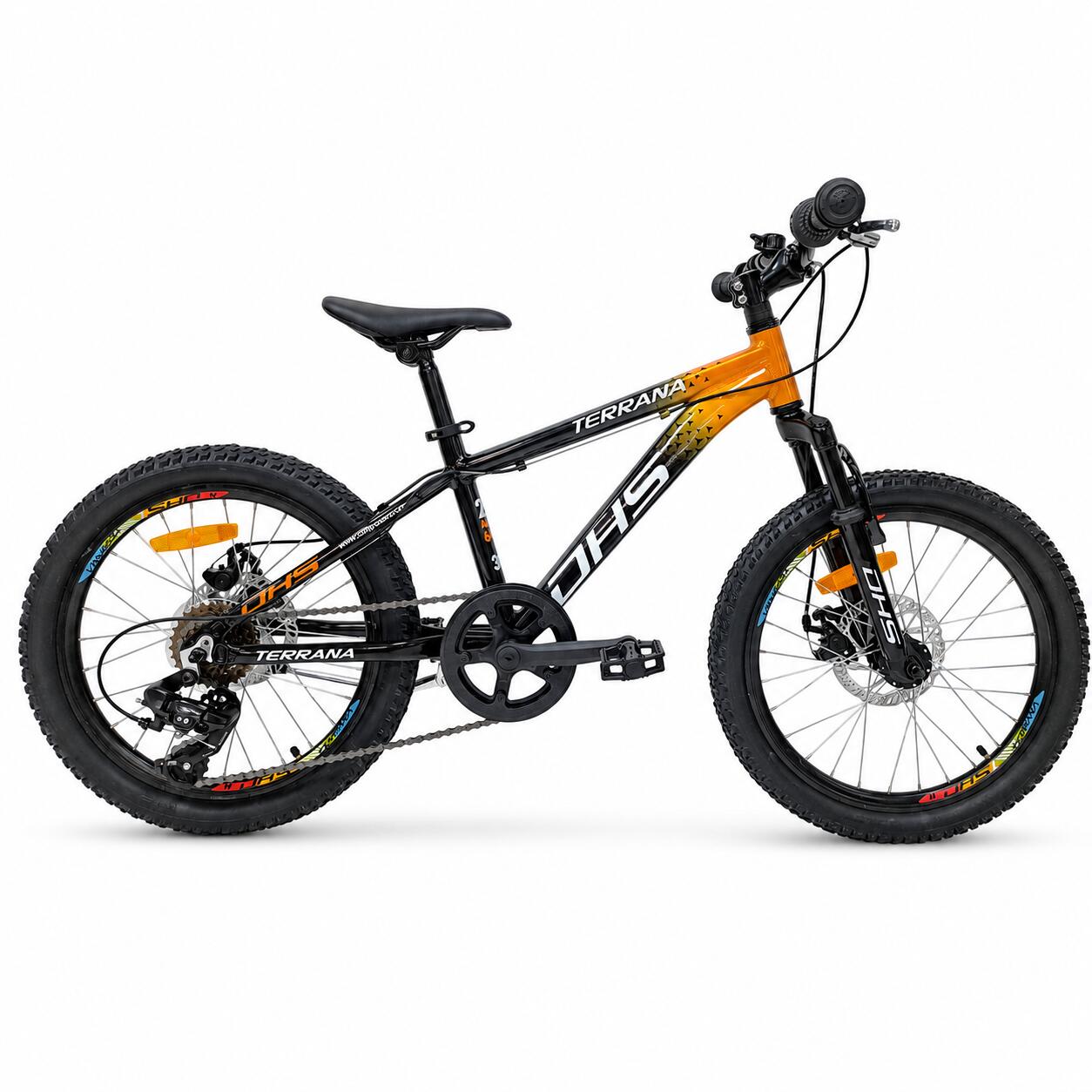 DHS Dětské kolo Terrana 2023,6 – 11 let, (model 2026) – 20" , oranžovo-černá