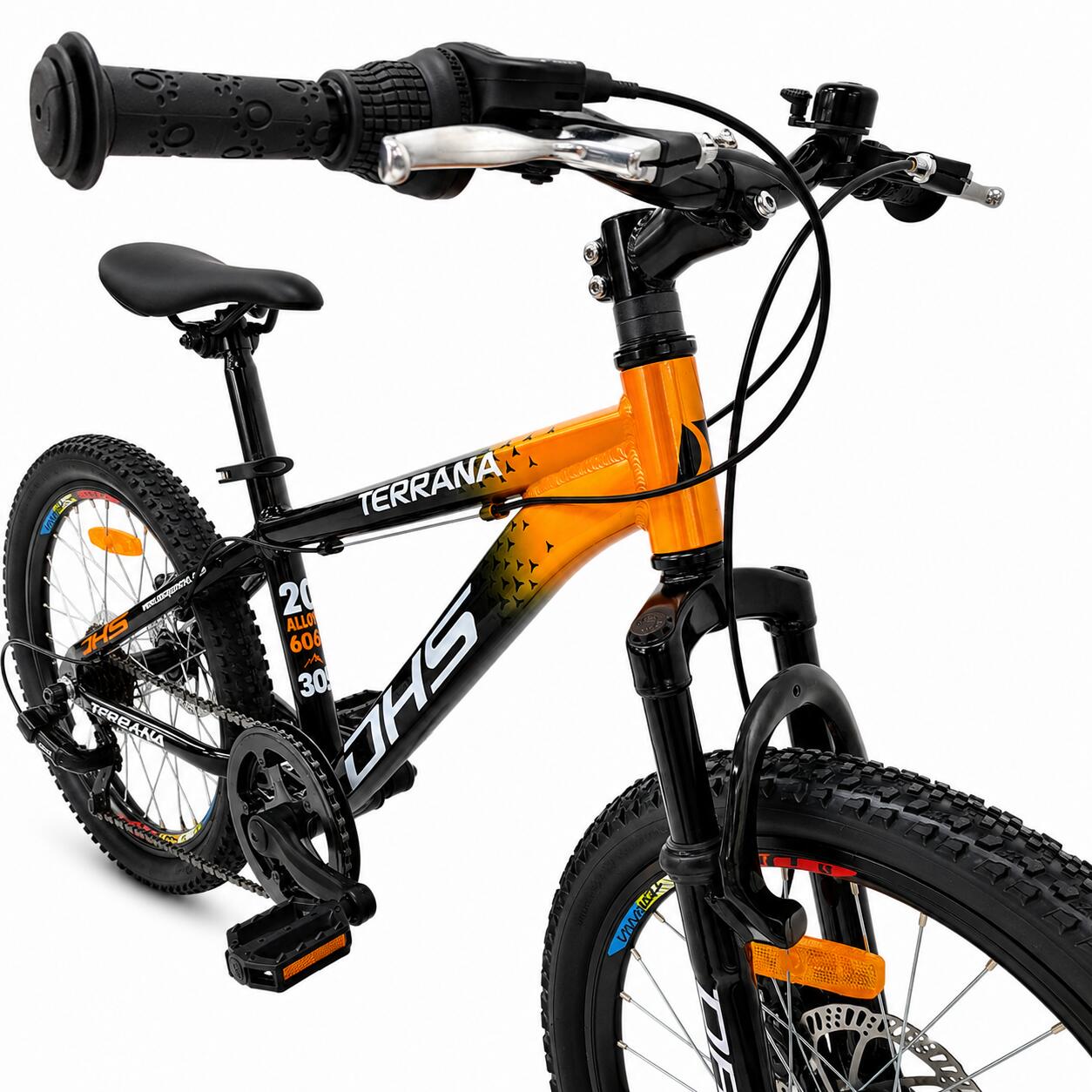 Kinderfahrrad DHS Terrana 2023 – 20 Zoll, Modell 2026, orange-schwarz 6/7