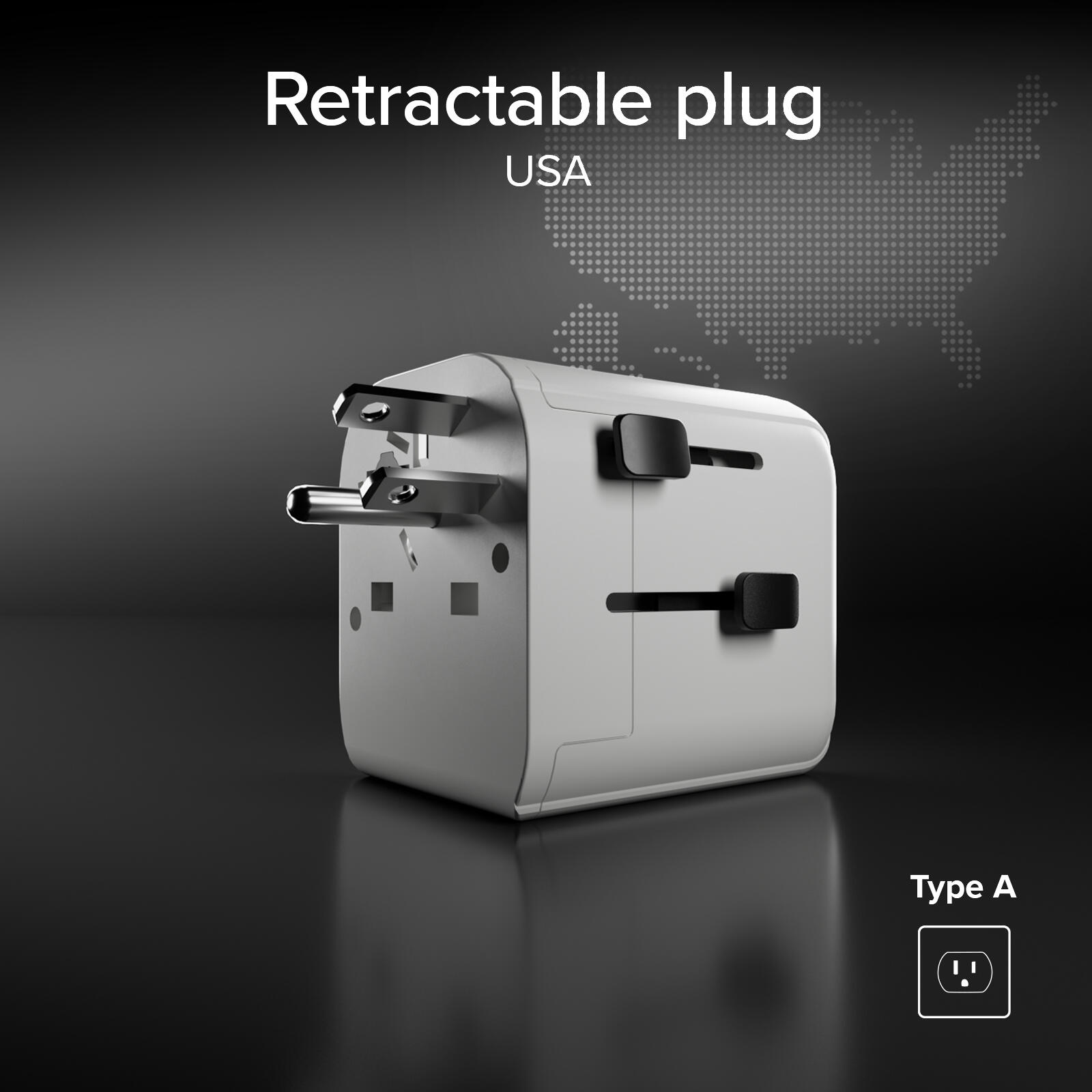 Adattatore universale da viaggio 2500W con spine internazionali 5/7